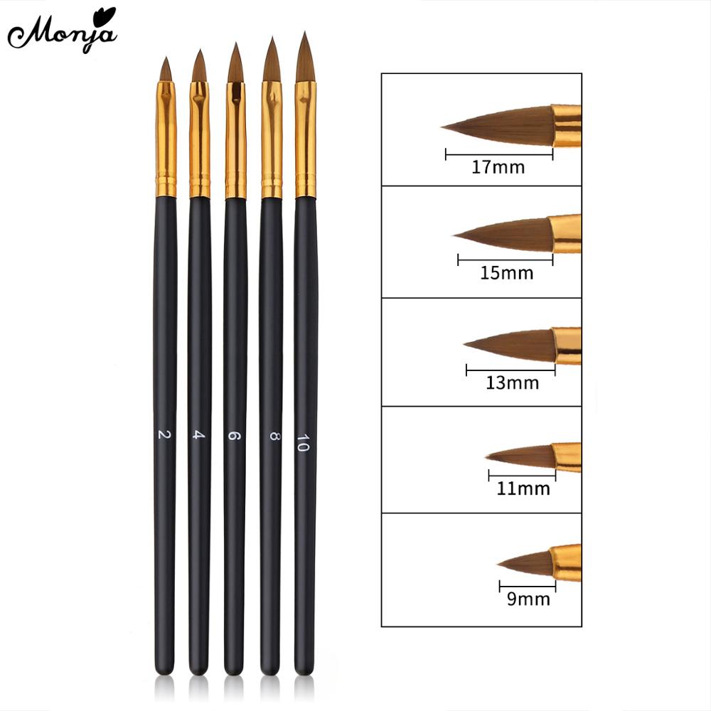 Monja 5pcs Nail Art Acrylic Liquid Powder Carving Flower Shaping Builder Brush Pen Manicure Tool