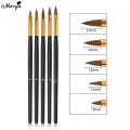 Monja 5pcs Nail Art Acrylic Liquid Powder Carving Flower Shaping Builder Brush Pen Manicure Tool