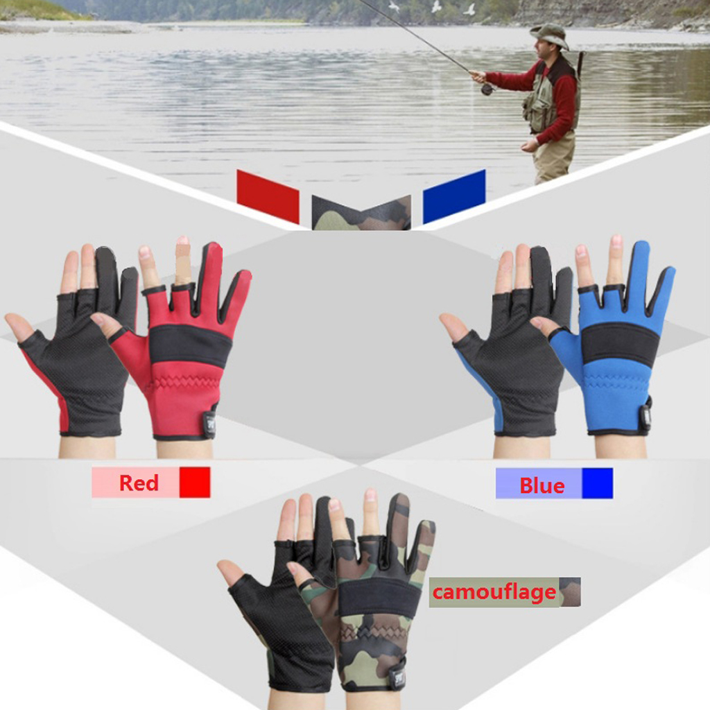 Neoprene Warm Fishing Gloves 3 Cut Fingers Non-slip Fly Fishing Mitten Hunting Motorcycling Cycling Gloves Winter Men Women