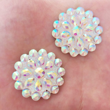 New 12pcs AB Resin 25mm 3D Gem Ore Round Flatback Rhinestone Wedding 2 Hole W072*2