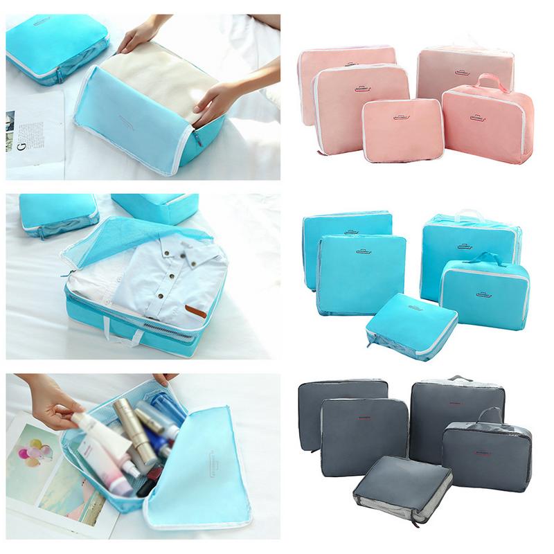 5pcs A Set Travel Packing Organizers Bag Dirty Clothes Belt Luggage Case Suitcase Bags Waterproof Cube Nylon Outdoor Organizer