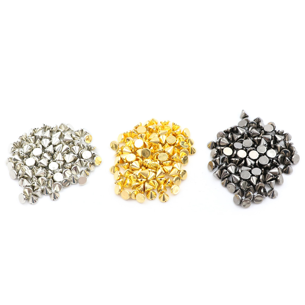 100 Pcs/lot DIY Bead Crafts Riveting Garment Studs Nail Punk Rock For Bags Dress ClothesWedding Gold Silver Sew on Spike Rivet