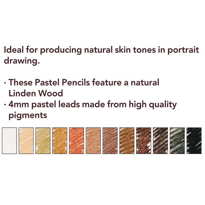 Professional Skin Tints Soft Pastel Colored Pencils 12 pcs for Portrait Drawing Color Pencils For Kids Artist School Supplies