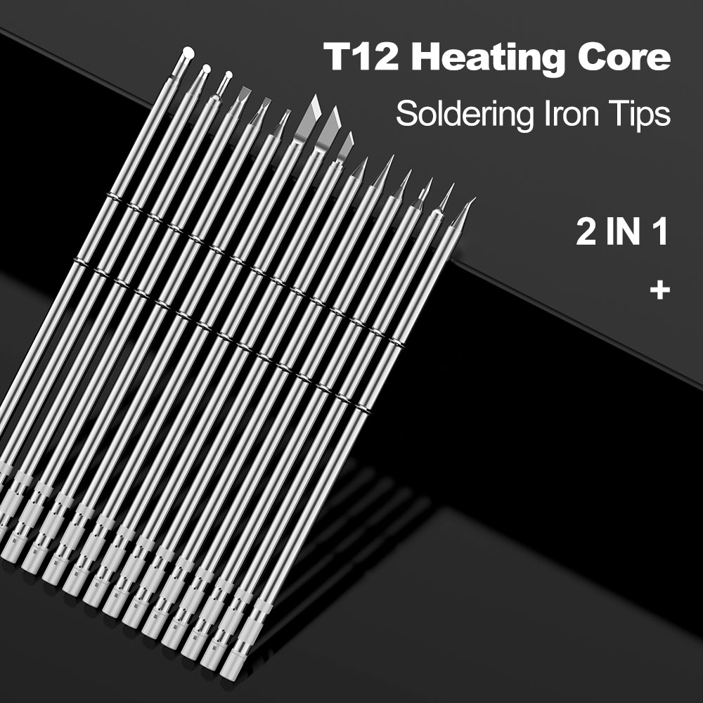 2 IN 1 Universal T12 Soldering Iron Tip Welding Tip Heating Core Sting Welding Tools Head Ponta de ferro de solda T12-IL JL02