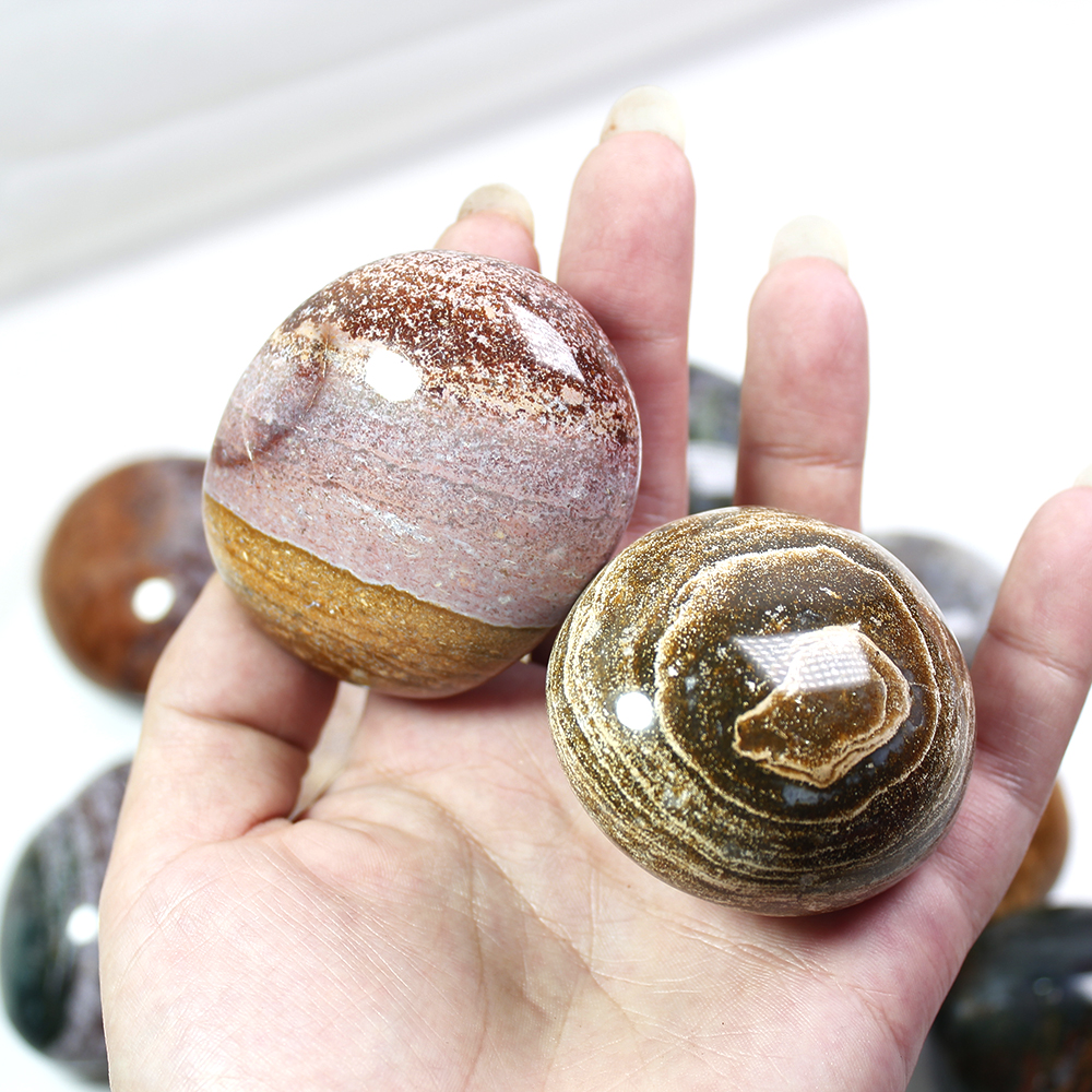 1pc Natural Stones Ocean Jasper Round Mineral Ore Specimen Agate Crystal Quartz Home Desk Decorations Reiki Fengshui Collection