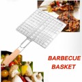 #40 Non-stick Triple Fish Grilling Basket W/ Wood Handle Barbecue Tool Fish Grill Net Outdoor Bbq Grilling Fish Bbq Accessories