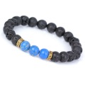 Fashion Design Rhinestone Reiki Prayer Stones Charm Bracelets For Men Women 7 Chakra Healing Balance Black Lava Beads Bracelets