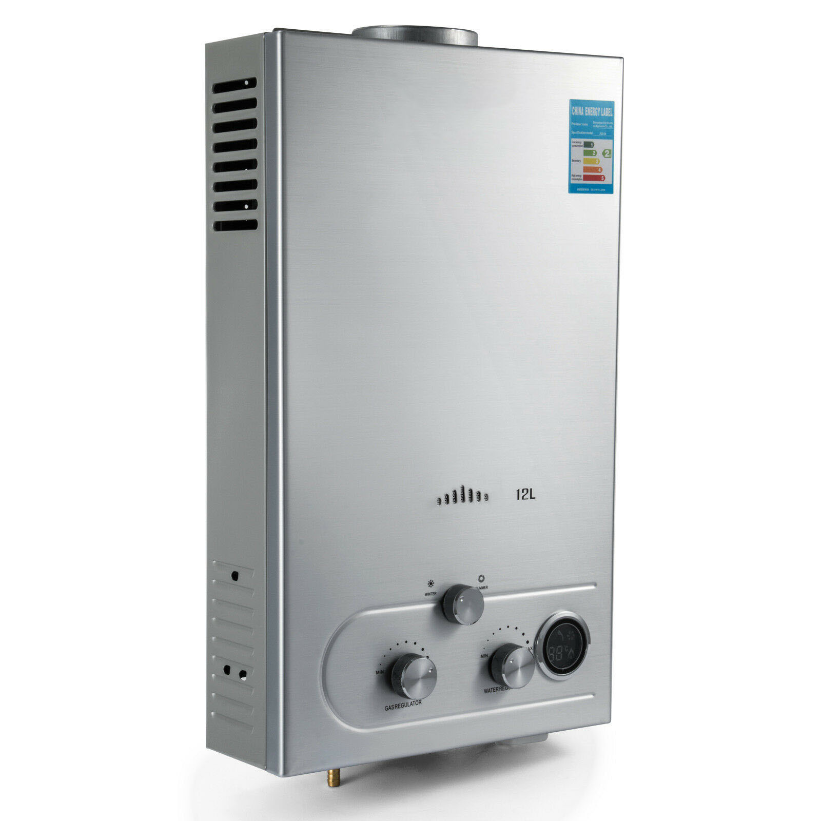 VEVOR 12L LPG Propane Gas Instant Hot Water Heater Boiler Outdoor Stainless Steel