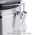 Leeseph Stainless Steel Coffee Container - Coffee Beans Canister with co2 Valve, Black