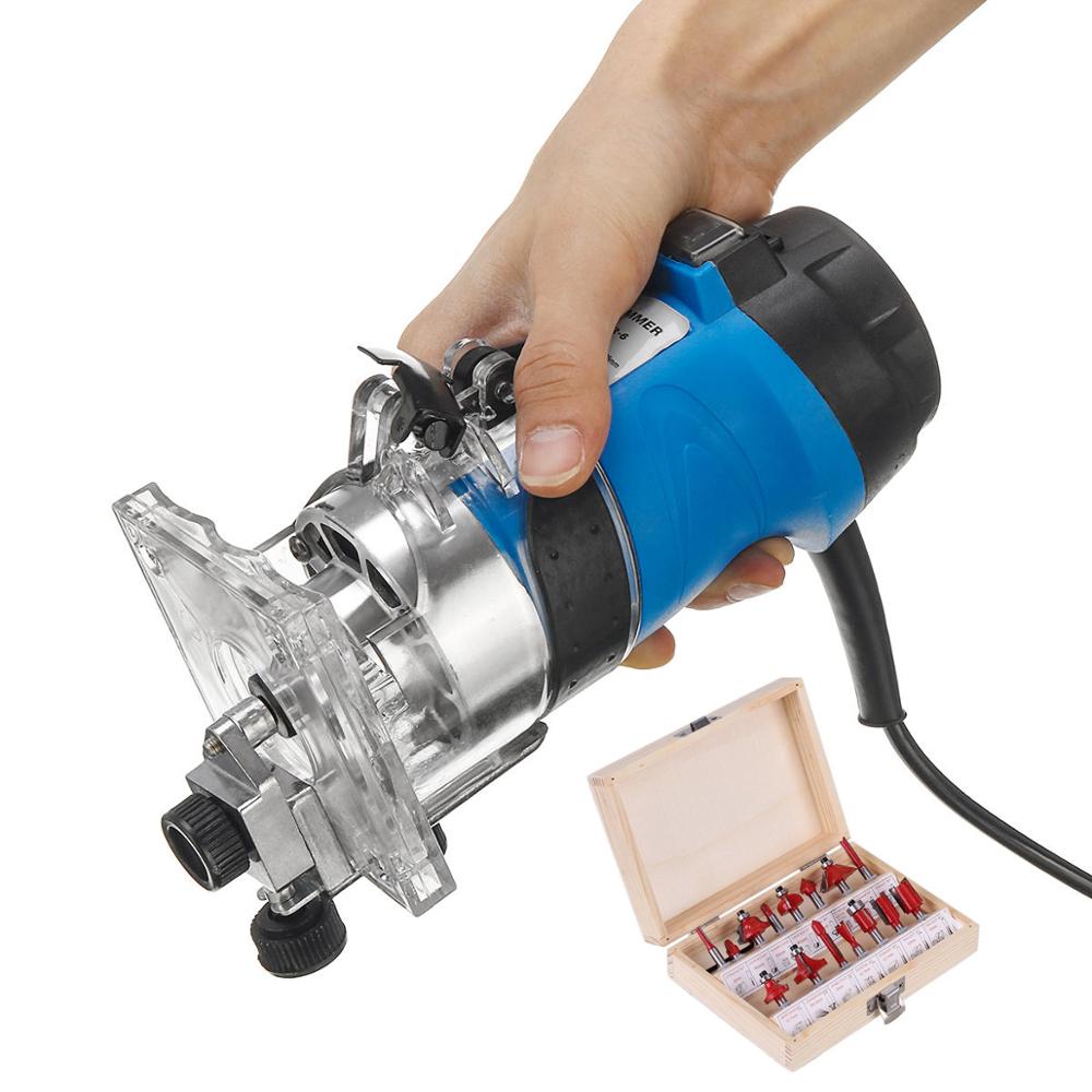 ALLSOME 2200W 6.35mm Electric Laminate Edge Trimmer Mini Wood Router Carving Machine Carpentry Woodworking Power Tools