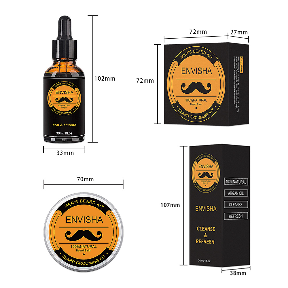 5 Pcs/set Hair Growth Enhancer Thicker Oil Nourishing Leave-in Conditioner Beard Grow Set with Comb Men Beard Growth Kit