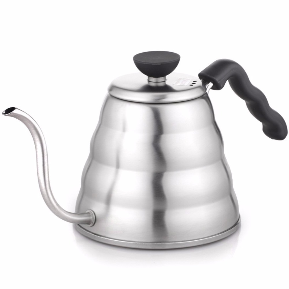 1.0/1.2 L Stainless Steel Drip Coffee Pot Pour Over Tea Coffee Kettle Gooseneck Drip Pot Maker with Long Narrow Spout