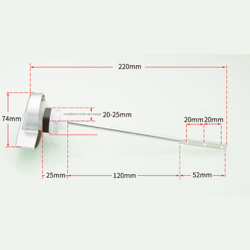 Aluminum rod ABS handle side wrench silver single button,One-piece toilet water tank accessory side wrench flush button,J18330