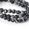2017 New Arrival Obsidian Beads Round Ball Natural Snowflake Stone Beads 4 6 8 10mm For Jewelry Making Diy Bracelet