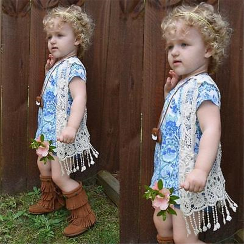 Toddler Kids Baby Girls Crochet Lace Hollow Cardigan Tops Vest Tassel Waistcoat