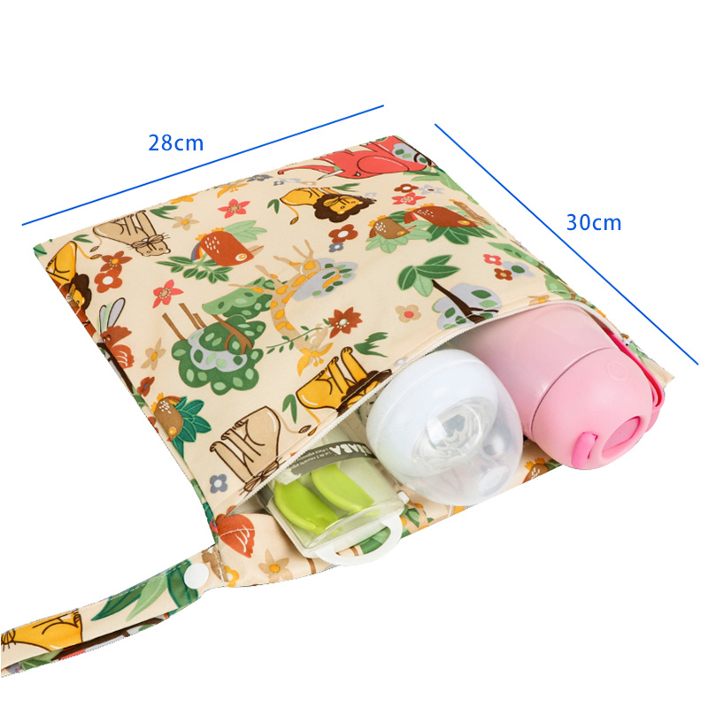 Single Zipper Mommy Diaper Bag for Baby Reusable Cloth Nappy Wet Bag Infant Portable Waterproof Stroller Dry Pail Pocket 28*30cm