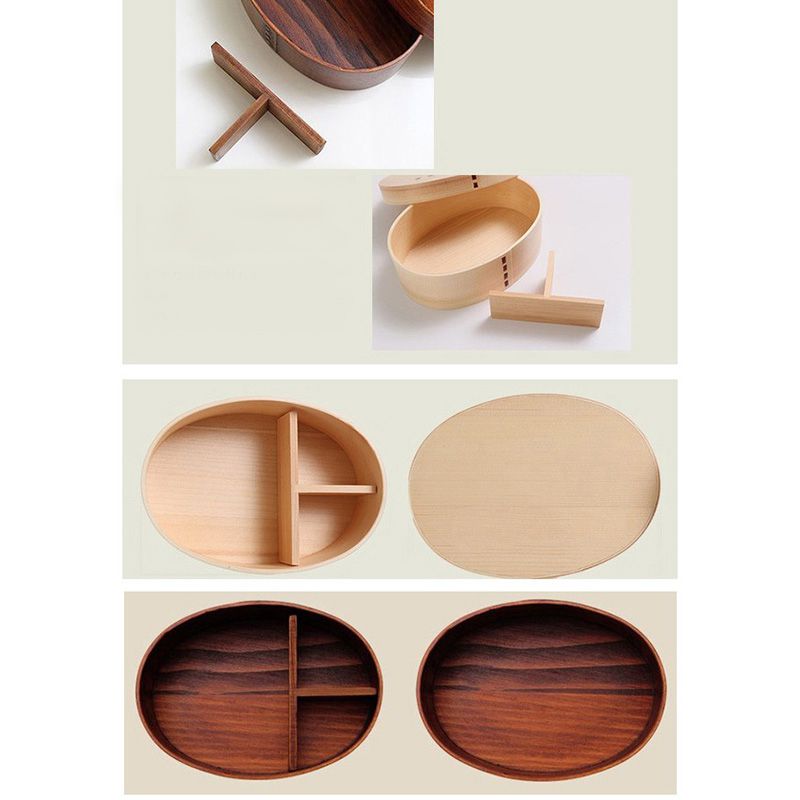 Lunch Box Natural Wood Wooden Bento Lunchbox Food Container Japanese Travel School Camping Lunch Box Convenient