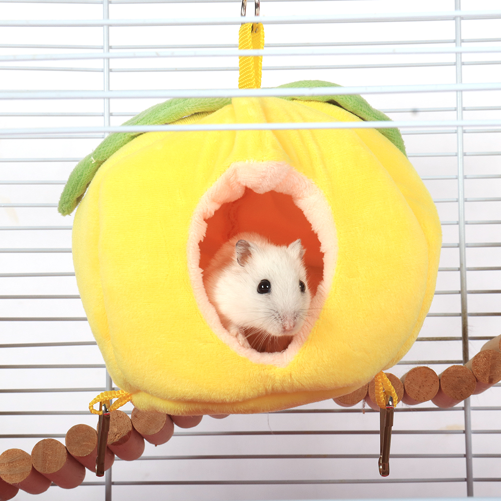 Pet Small Animals Hanging Nest House Cotton Cage Cartoon Fruit Peach Warm Bed for Small Animals Hamsters Squirrels