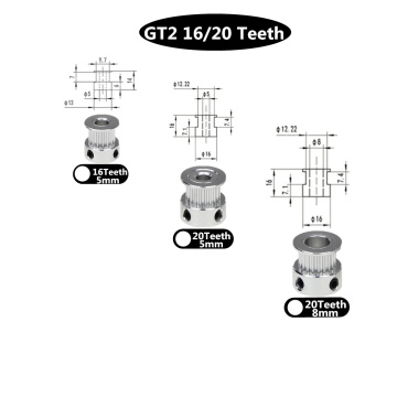 3D Printer Parts Accessory GT2 20Teeth 20 Teeth Bore 5mm/8mm Timing Alumium Pulley Fit for GT2-6mm Open Timing Belt