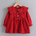 2020 New Spring Newborn Baby Girls Dress Baby Girls Long Sleeve Princess Dress Christmas Solid Color Kids Clothes Red Baby Dress