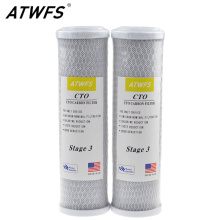 ATWFS 2pcs Universal Water Filter Activated Carbon Cartridge Filter, 10 Inch CTO Block Carbon Filter Water Purification System