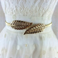 Women's Fashion Metal Golden Silver Leaves Chain Belt Waist Band Elasticity Waist Belt For Dress Skirt Bands Female