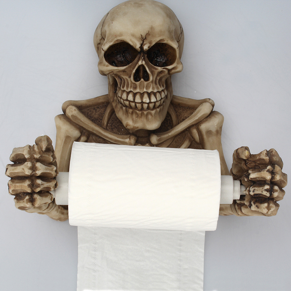 Paper Holder 3D Creative Retro Skull Toilet Wall Mounted Toilet Paper Storage Box Bathroom Storage Box