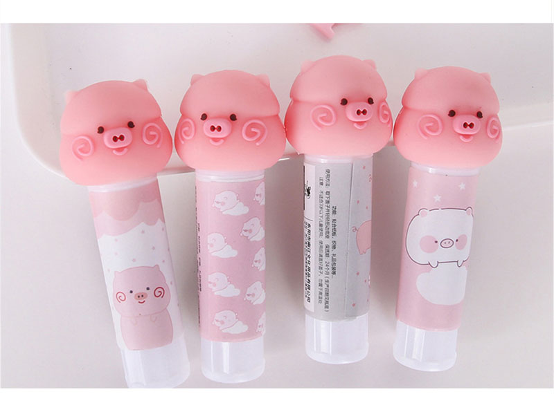 Cute pig shape solid glue children students office solid glue stick white