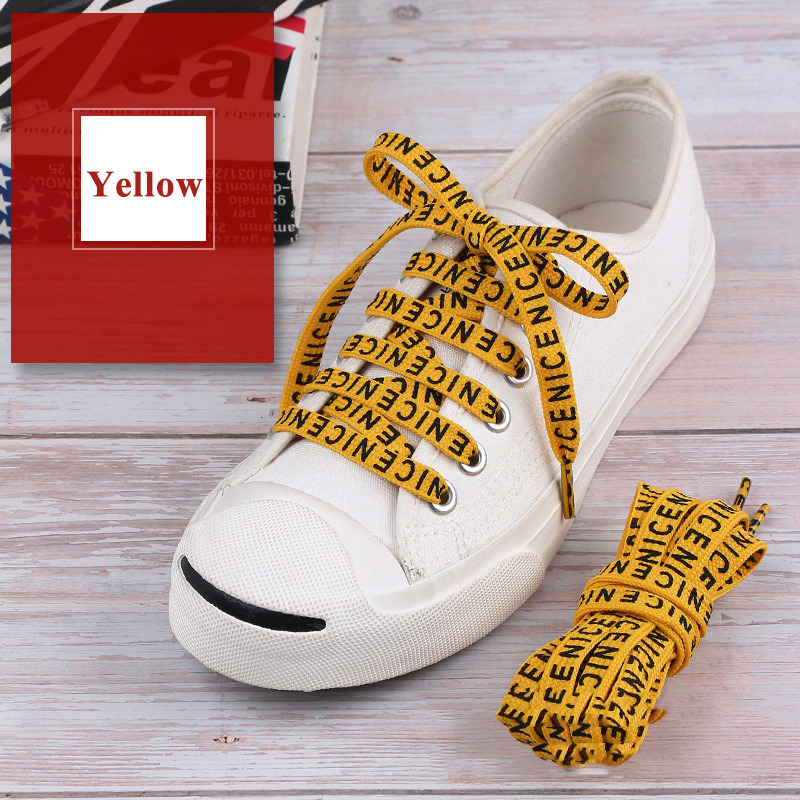 1 Pair Stylish Flat Printed Letter Shoelaces Pretty Bootlaces Trendy Colourful Length Specialty Canvas Sneakers Shoe string