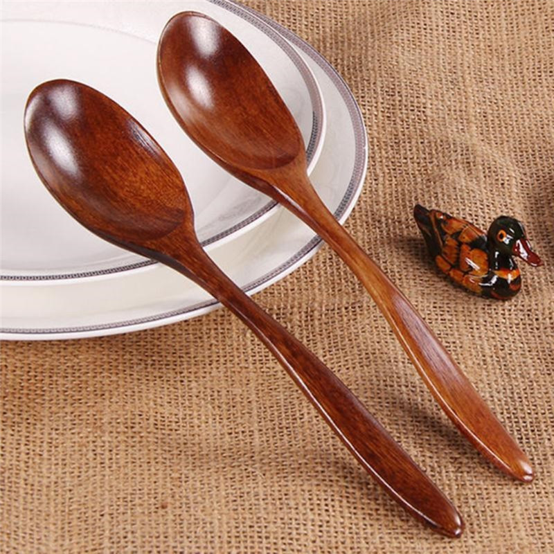 1PC Wooden Spoon Spoon Home Flatware Porridge Bowl Chinese Dinner Spoon Japanese Soup Spoon for Home Restaurant Kitchen Supplies