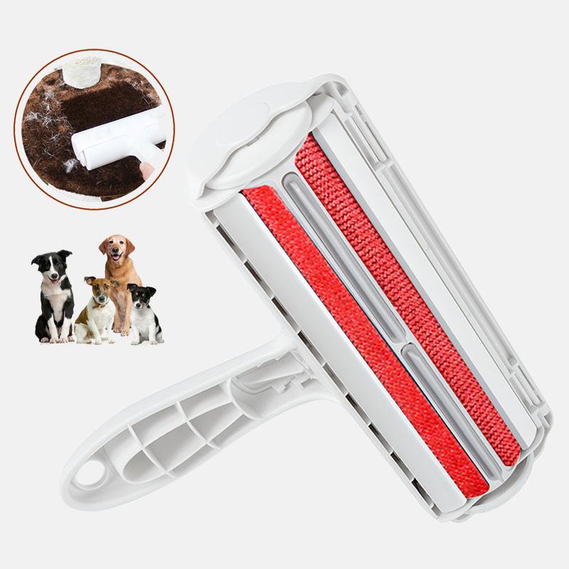 2-Way One Hand Operation Pet Hair Remover Roller Lint Sticking Roller Removing Dog Cat Hair Furniture Carpets Clothing Cat Brush