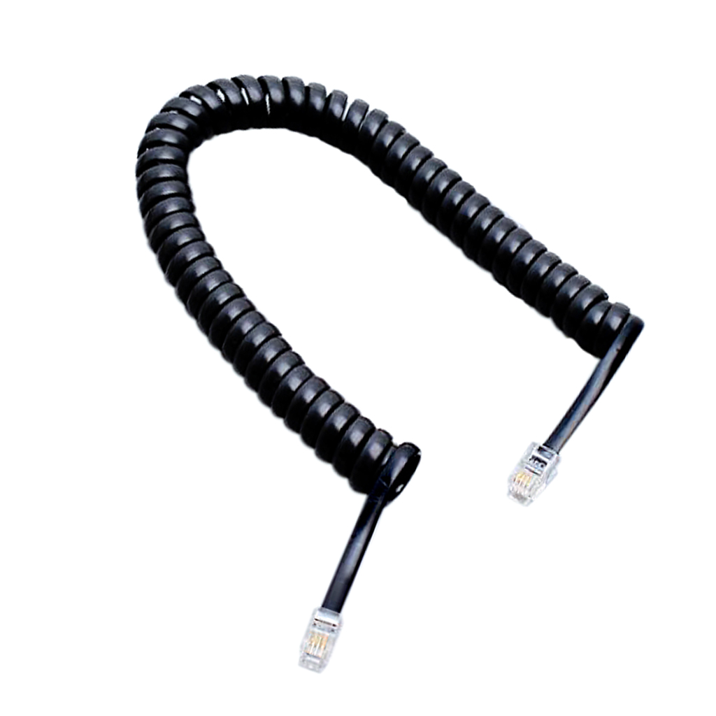 Telephone Handset Cord Black Coiled Phone Cord Cable Landline Extension Modular Wire RJ11 4P4C Telephone Accessory