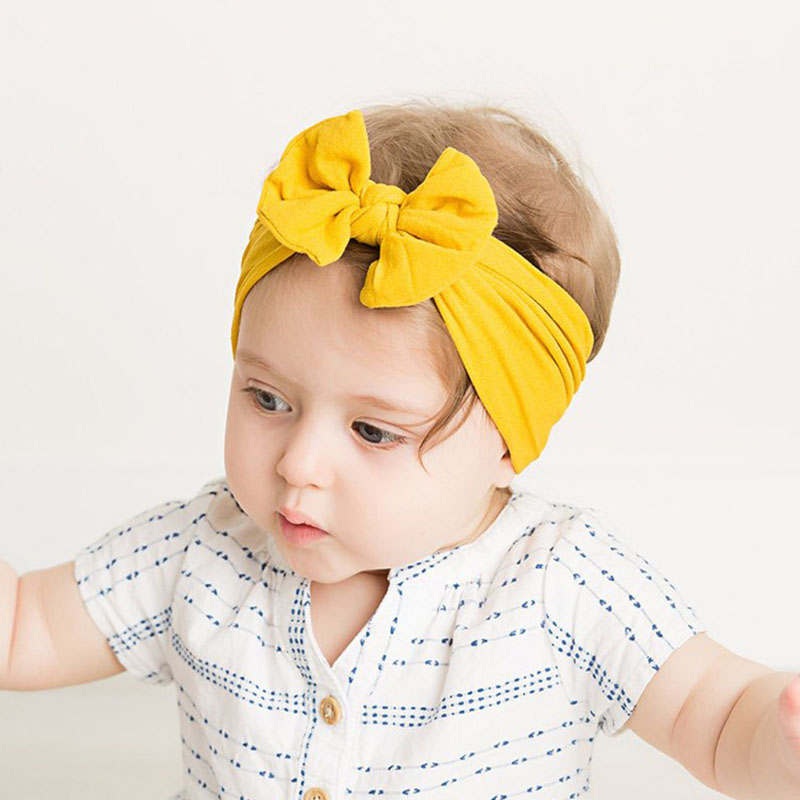Lovely Baby Headband Soft Cotton Big Bows Headband Solid Color Newborn Elastic Hair Bands Infant Baby Girl Hair Accessories