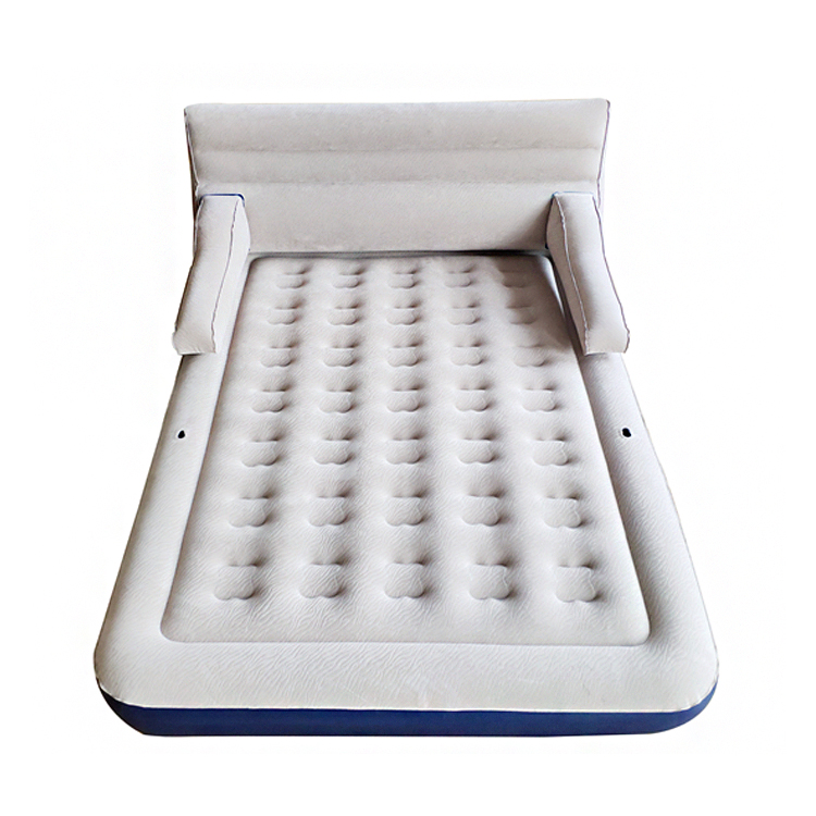 OEM Durable PVC Flocked Single Air Mattress inflatable Airbed With Built-In Electric Pump PVC double bed queen size bed