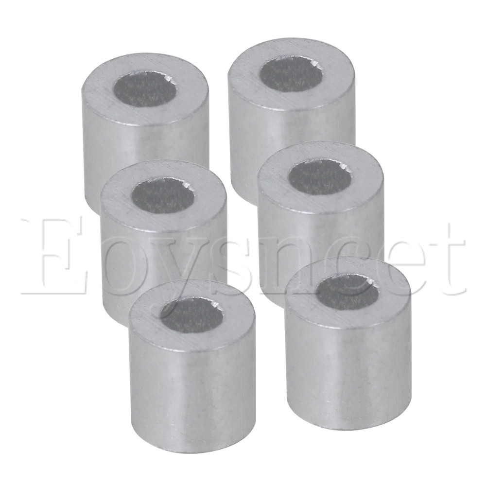 Silver M1.5 Round Holes Aluminum Ferrules Wire Rope Sleeves Clips Set of 200