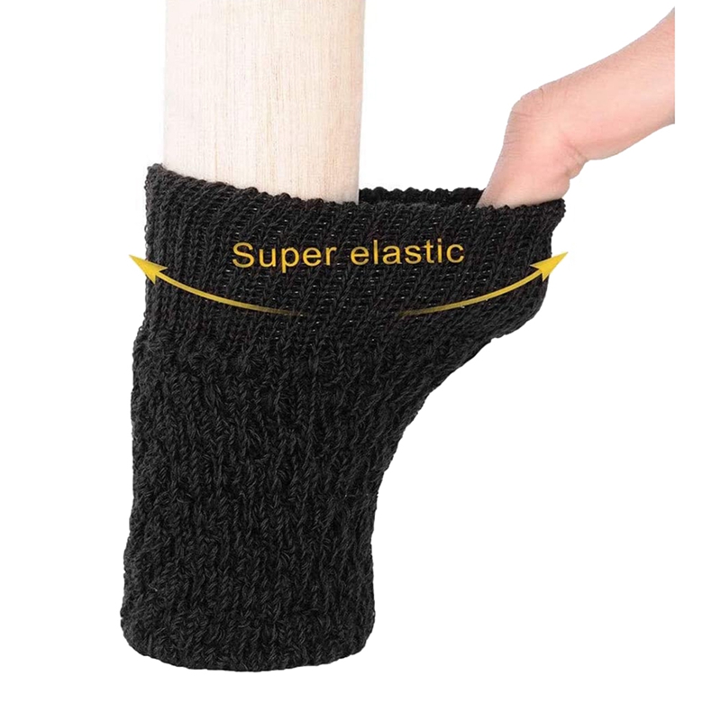 24 Pcs Elastic Anti-Slip Knitting Furniture Chair Leg Socks-Floor Protectors, Furniture Pads Covers (Black)