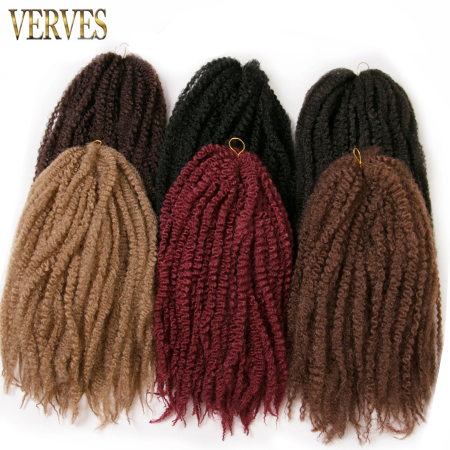 VERVES Synthetic Crochet Marley Braids Hair extensions Afro Braiding Hair 18 inch 30 strands/pack ombre kinky braid Black