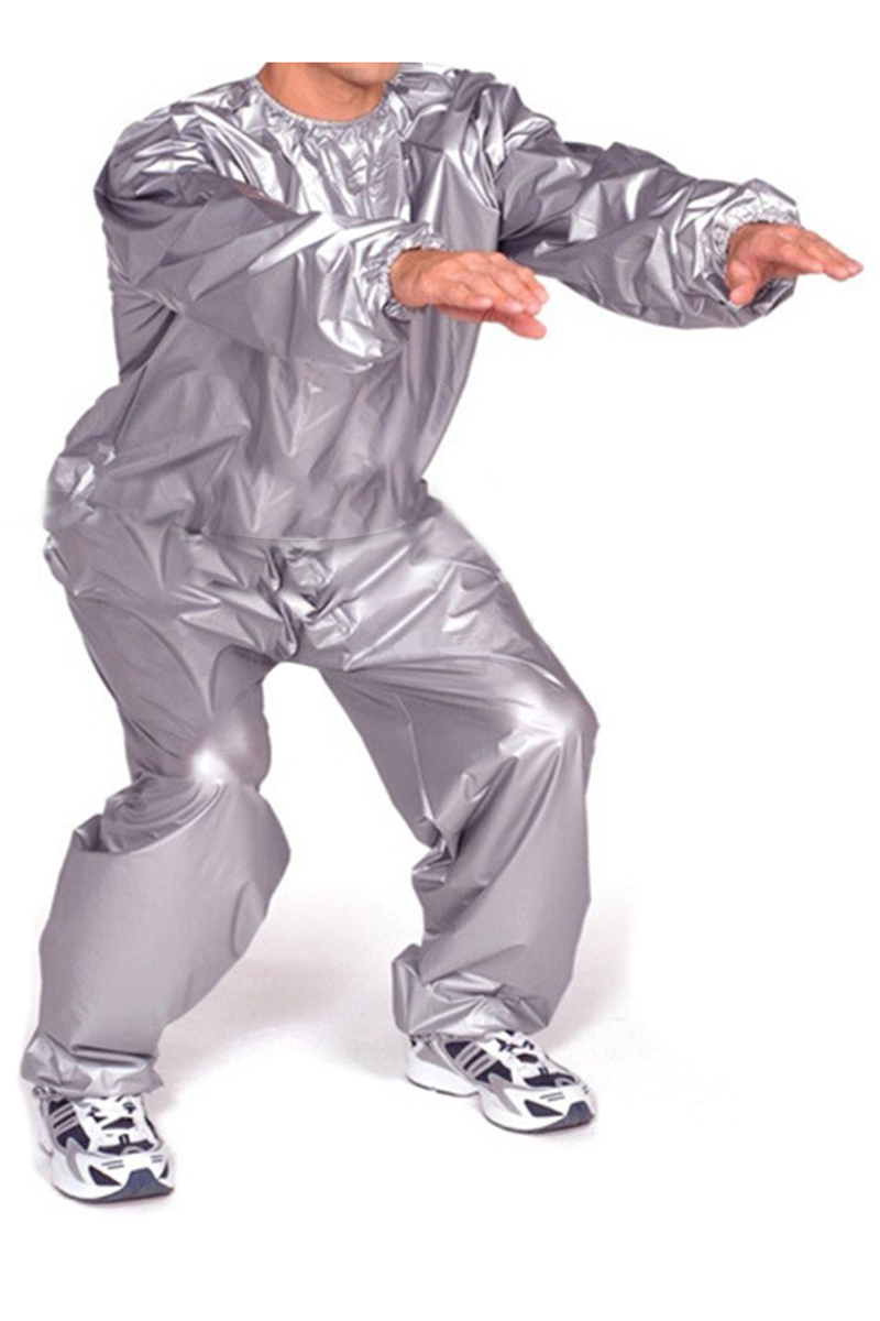 Heavy Duty Fitness Weight Loss Sweat Sauna Suit Exercise Gym Anti-Rip Silver