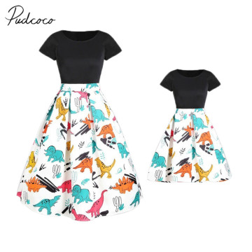 Mother and Daughter Clothes Parent-child Dress Family Matching Animals Print Outfit Kids Girl