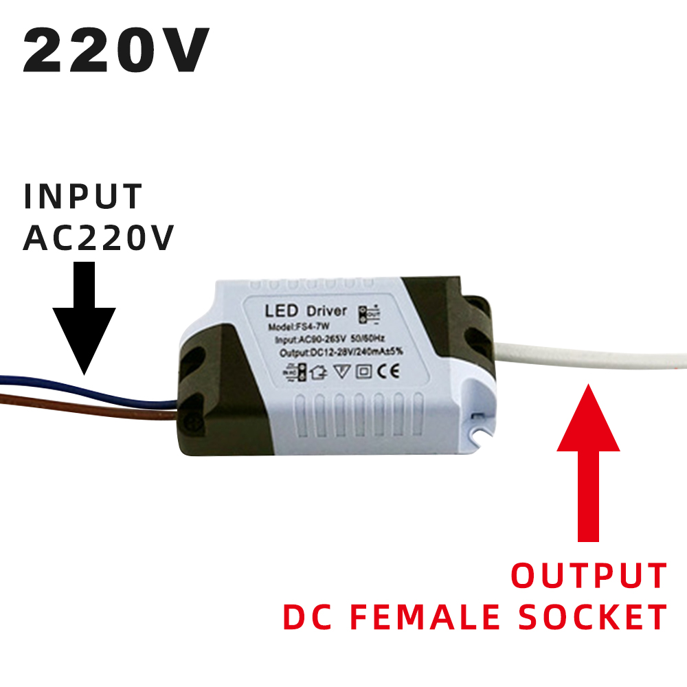 280mA Constant Current DC LED Drivers 8-18W 8-24W LED Power Supplies AC180-240V Electronic Transformer DC Female Socket LED Lamp