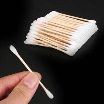 100 pcs Cotton Swabs Double head Disposable Highly Absorbent Hygienic Clean Sticks Wood Cotton Head Swab makeup tool