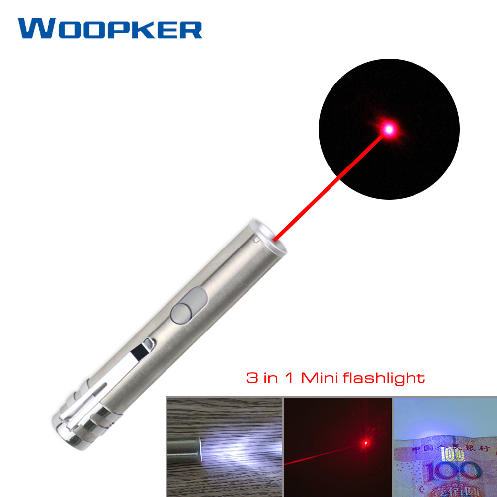Mini red dot laser pointer USB rechargeable 3 in 1 flashlight UV light Lazer pen Power point multi-function lasers