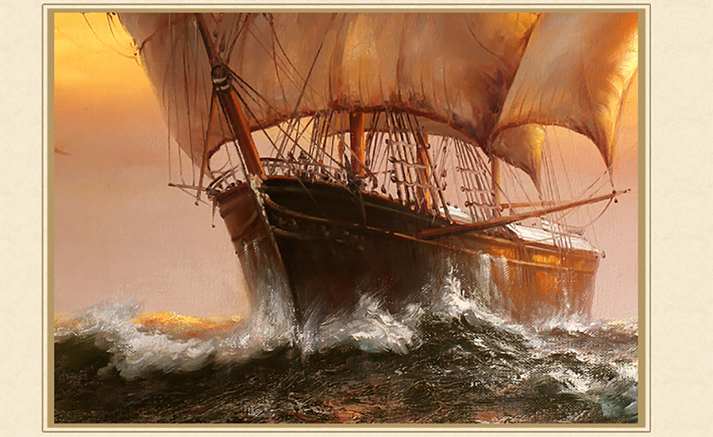 Oil Painting Canvas Print Seascape Warship Sailing Ship Modern Picture Home Decoration Gift for Living Room Wall