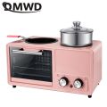 DMWD 4 in 1 Household Electric Breakfast Machine Toaster Frying Pan Mini Oven Bread Pizza Maker Hot Pot Steamer Boiling Pot
