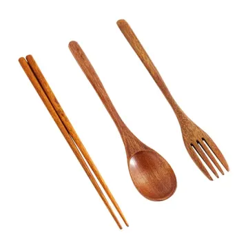 Wooden Cutlery Spoon Fork Chopstick Set