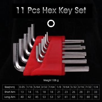Hex Key Allen Wrench Set 5/8/11Pcs in Metric/Inch Standard CrV Steel