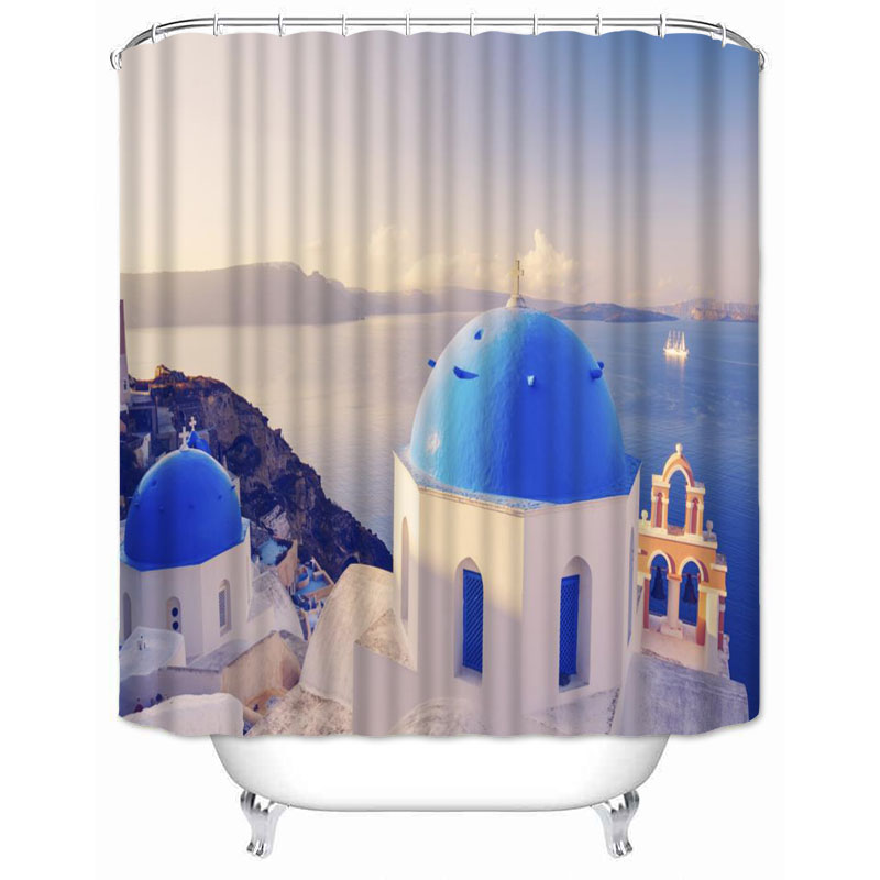 Musife Custom High Quality Greece Shower Curtain Waterproof Bathroom Polyester Fabric Bathroom Curtain