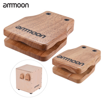 ammoon 2pcs Cajon Box Drum Large & Medium Drum Pad Companion Accessories Castanets for Hand Percussion Instruments Rubber Timber