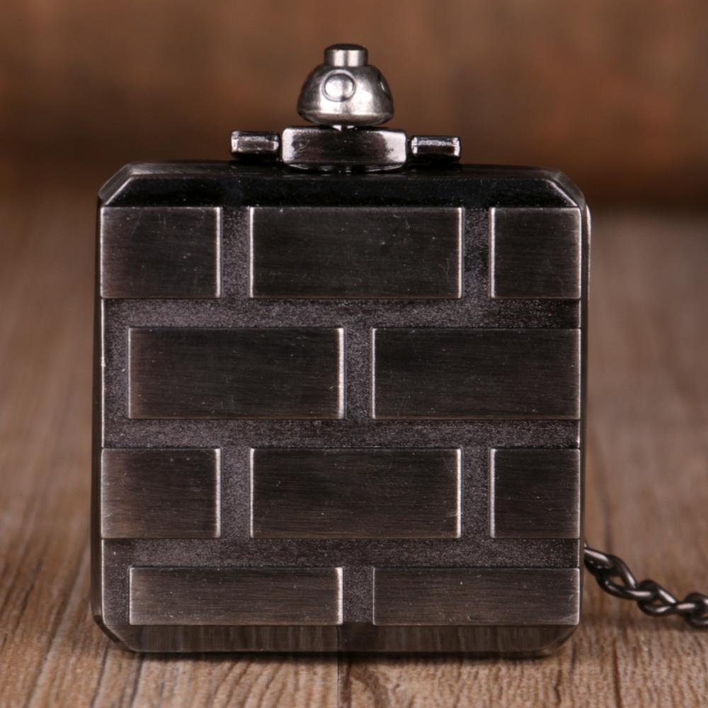 Retro Square Big Question Mark Steampunk Pocket Watch Chain Game Box Shape Fob Watches For Men Quartz Male Clock Boy Gifts