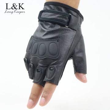 Men Army Tactical Half Finger Gloves Outdoor Sports PU Leather Combat Cycling Mittens Men's Training Shooting Fingerless Gloves